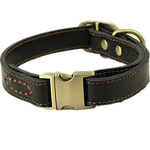 CHEDE Luxury Real Leather Dog Collar 